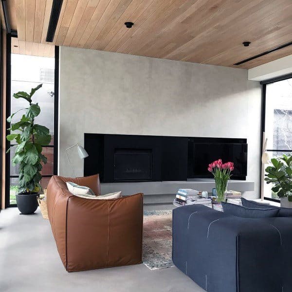 modern fireplace without a mantle