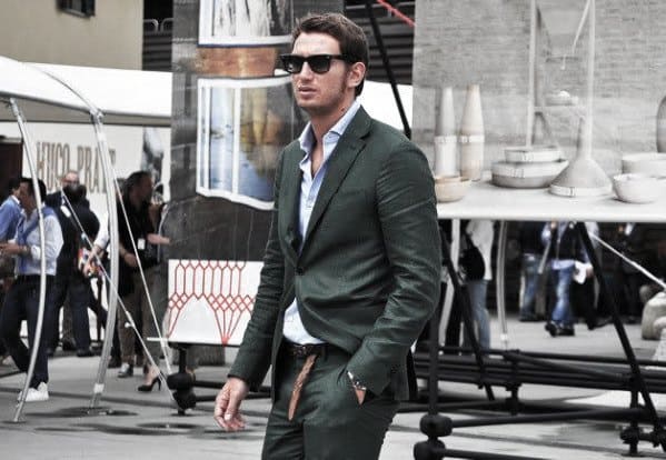 How To Wear A Green Suit Without A Tie Style Ideas For Guys
