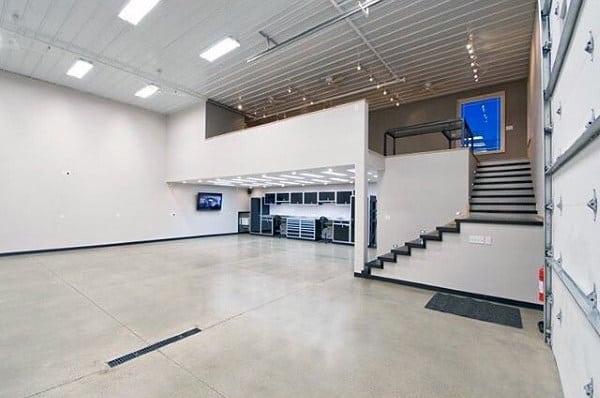 Huge Mens Warehouse Dream Garage With Bar And Work Area Two Story Stairs
