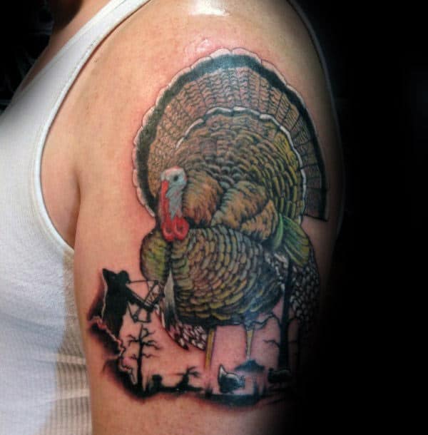 Hunter Turkey Mens Upper Arm Tattoos