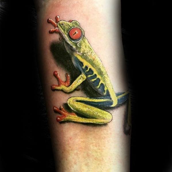 Hyper Realistic 3d Forearm Male Tree Frog Tattoo Ideas