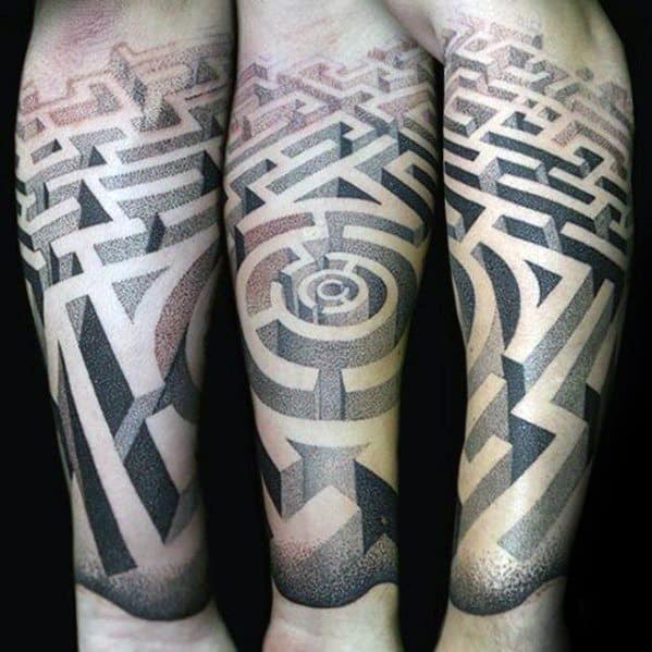 70 Maze Tattoo Designs For Men Geometric Puzzle Ink Ideas