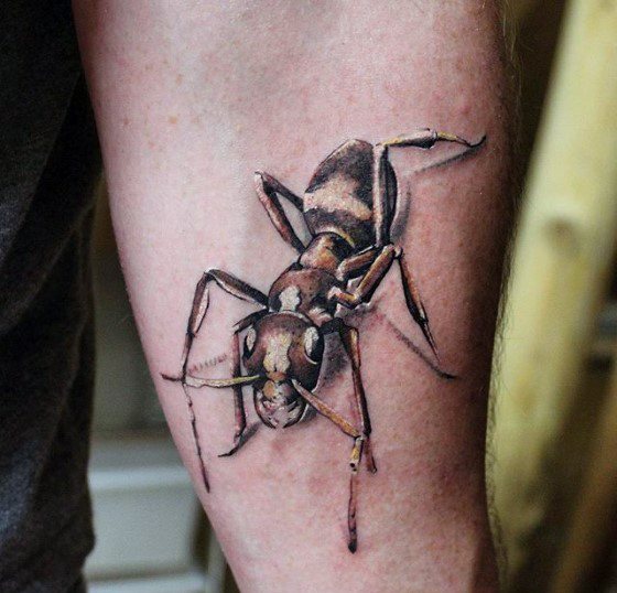 Hyper Realistic Thigh 3d Ant Male Tattoo Ideas