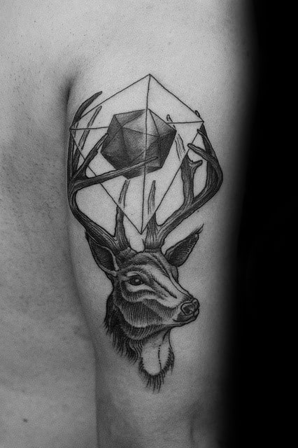 30 Icosahedron Tattoo Designs For Men - Geometric Shape Ink Ideas