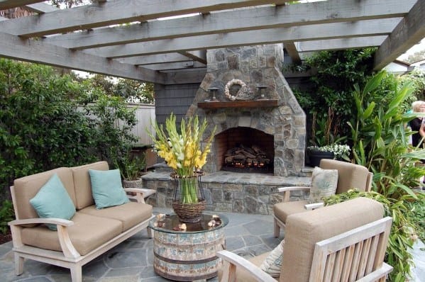Idea Inspiration Covered Patio Fireplace Designs