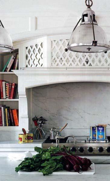 kitchen hood with lattice design in modern kitchen