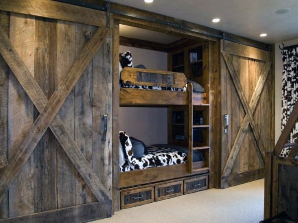 wood cabin bunk bed 