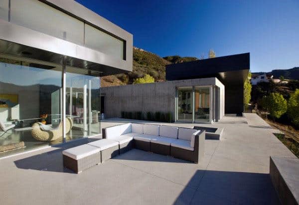 large concrete patio modern home