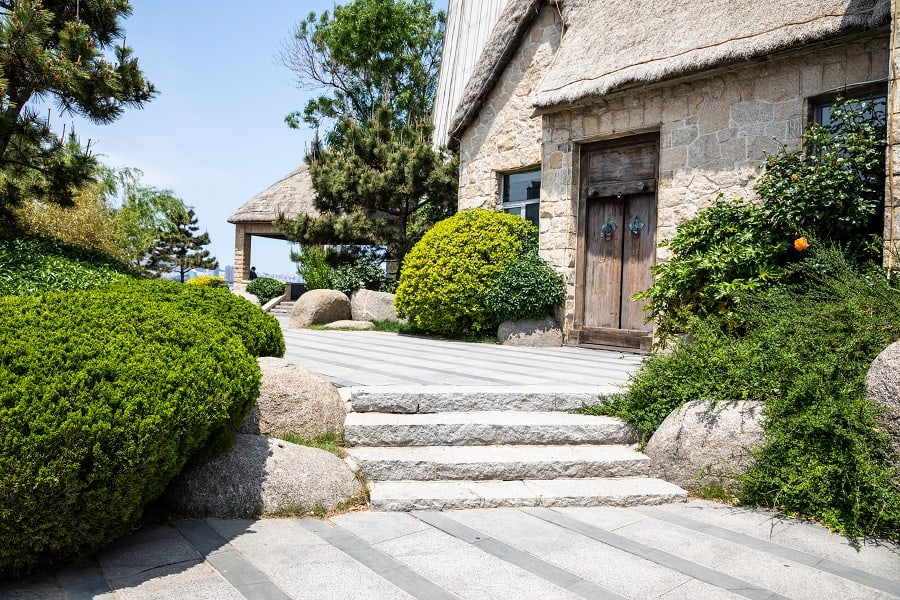 stone walkway with steps