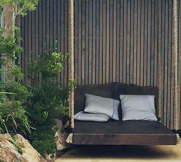 rustic wooden hanging bed 