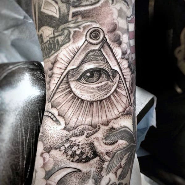 Illuminati Mens All Seeing Eye Awesome Forearm Tattoo