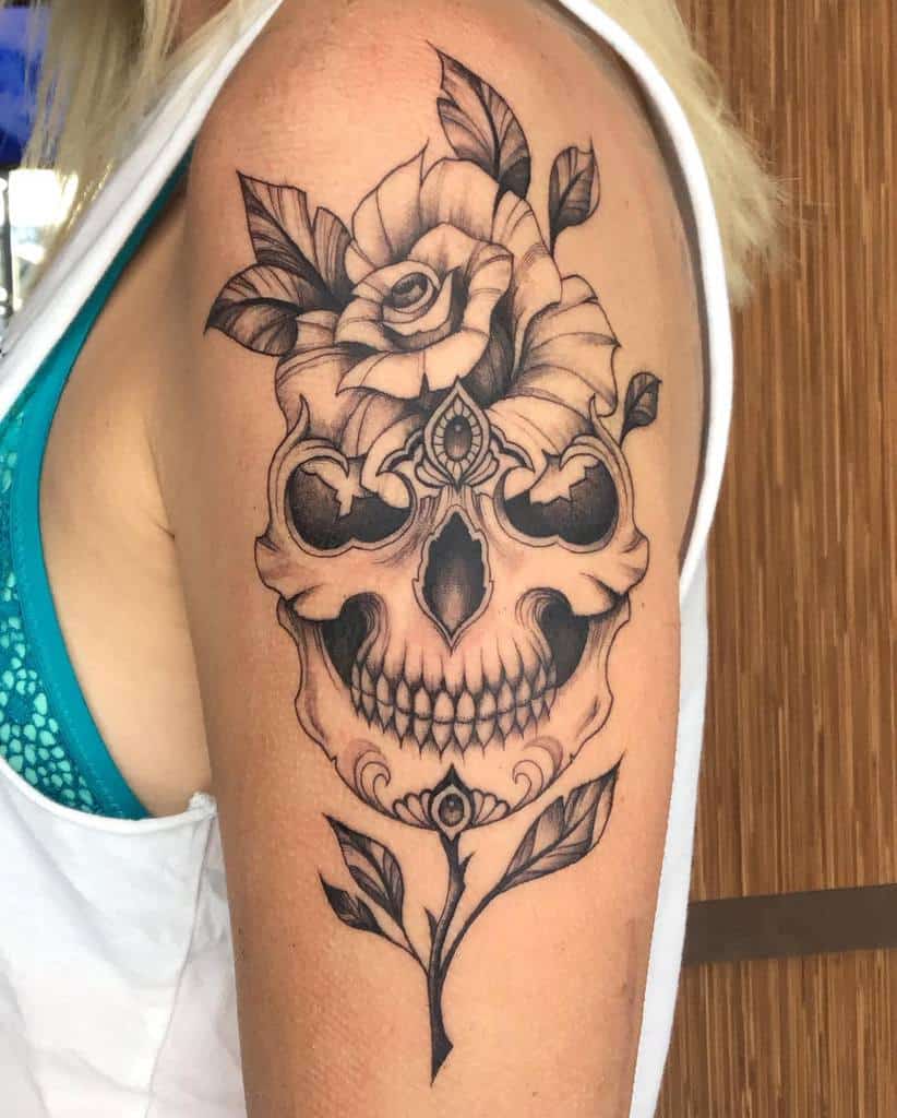 illustrative-skull-and-rose-tattoo-melbootstattoo