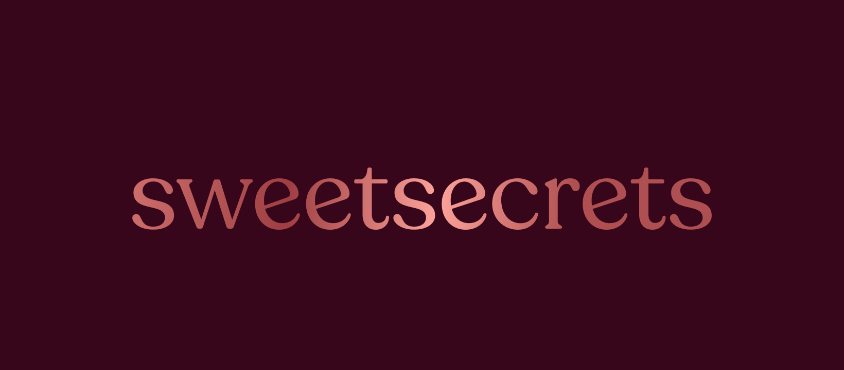 “Sweetsecrets” in smooth, gradient pink letters on dark maroon—ideal for showcasing your personal reading journey on BookTok