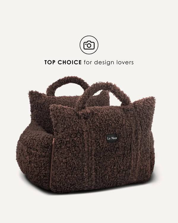 Two brown plush textured tote bags with handles, resembling a premium dog car seat for design lovers; top pick for stylish shoppers