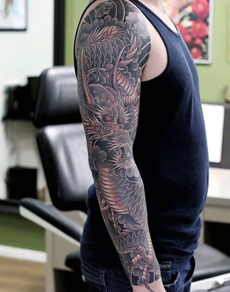 Impressive Artwork Dragon Tattoo Male Full Sleeves