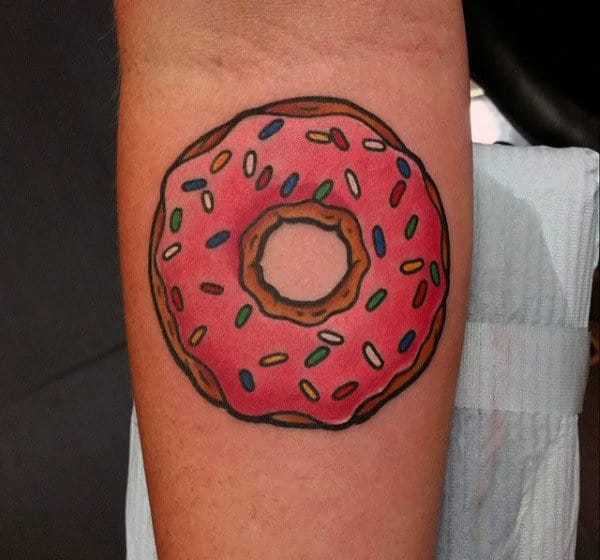 Impressive Donut Food Tattoo Male Forearms