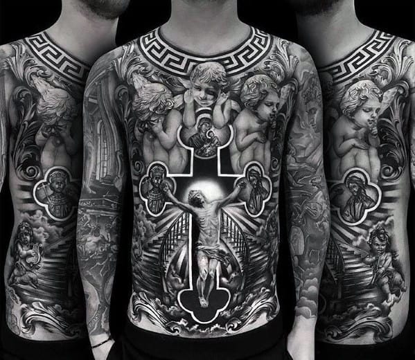 Impressive Male Big Tattoo Designs Jesus Themed
