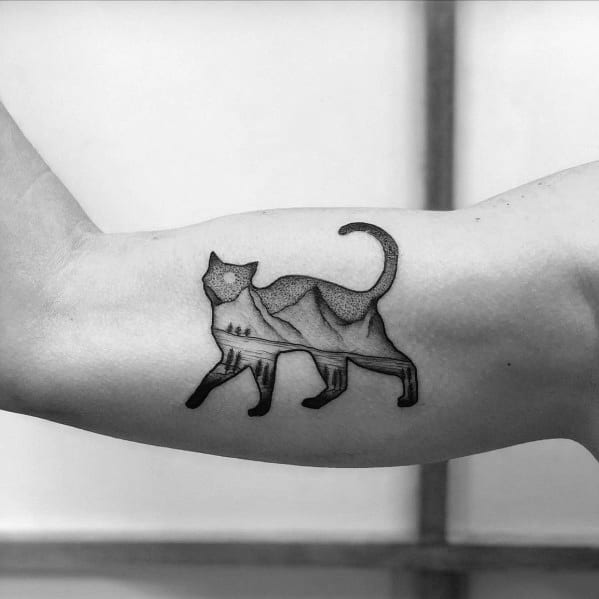 Impressive Male Cat Tattoo Designs Inner Arm Bicep