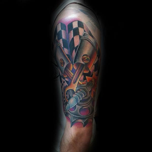 40 Checkered Flag Tattoo Ideas For Men - Racing Designs