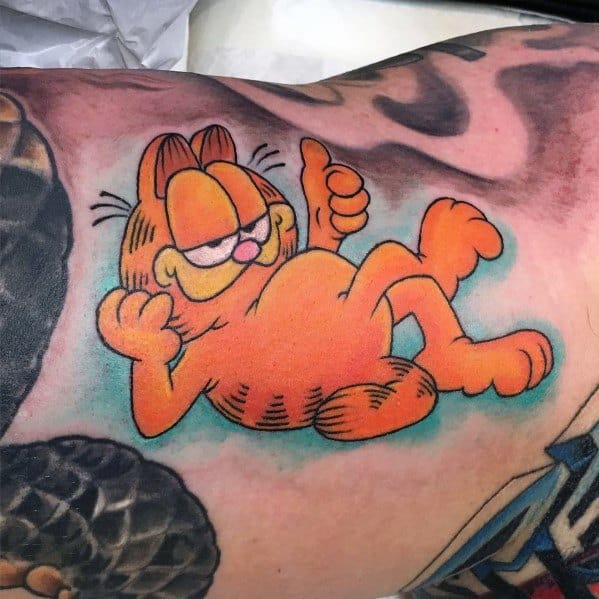 Impressive Male Garfield Tattoo Designs