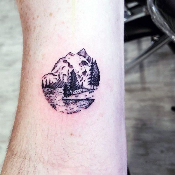 Impressive Male Minimalist Mountain Tattoo Designs