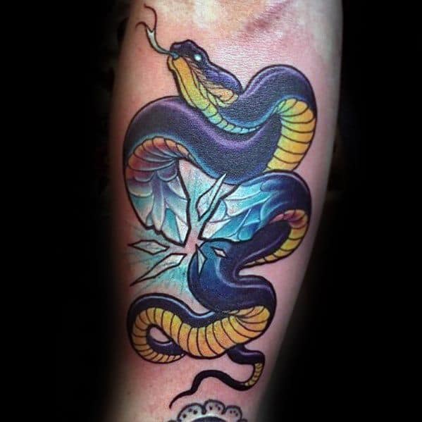 Impressive Male Neo Traditional Snake Tattoo Designs