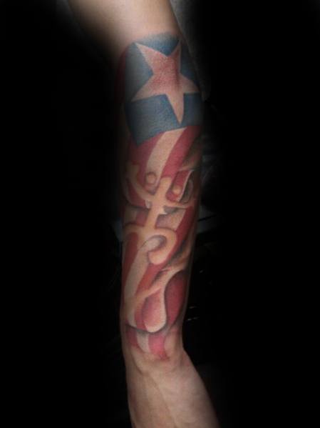 Impressive Male Puerto Rican Flag Tattoo Designs