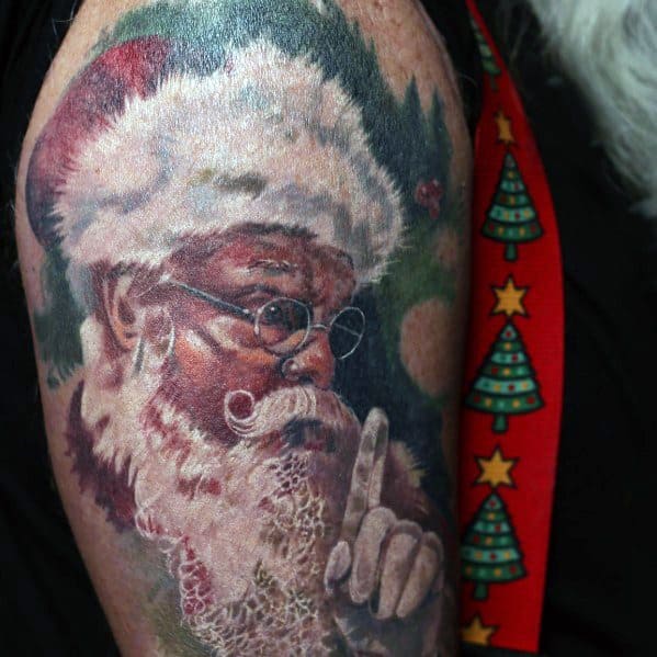 Impressive Male Santa Claus Tattoo Designs