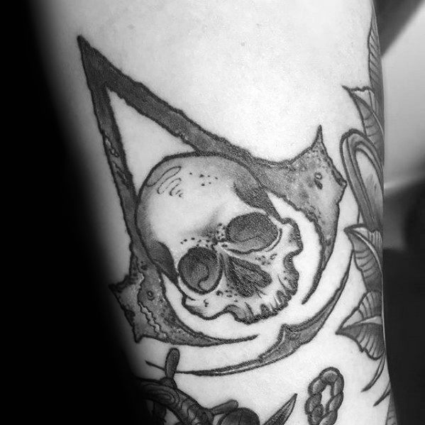 Incredible Assassins Creed Skull Guys Small Detailed Arm Tattoo