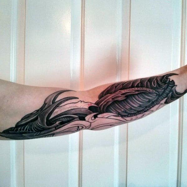 Incredible Black Ink Shaded Inner Forearm Tattoos For Males