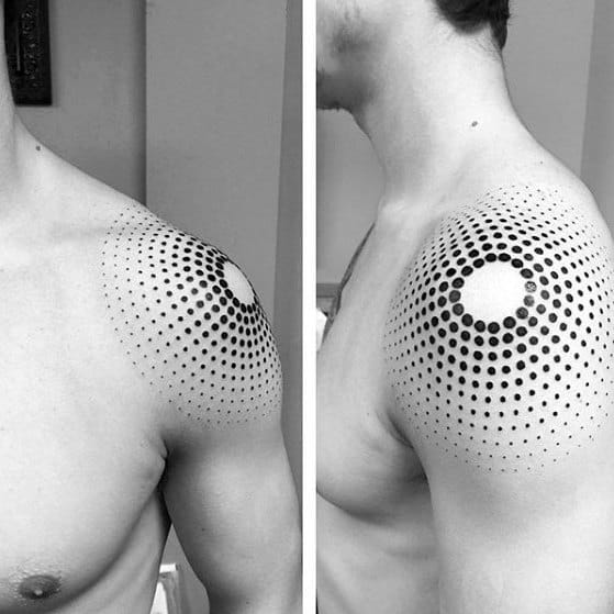 Incredible Dots Sun Geometric Arm Tattoos For Men