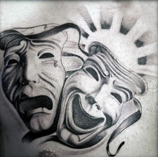 60 Drama Mask Tattoo Designs For Men Theatre Ink Ideas