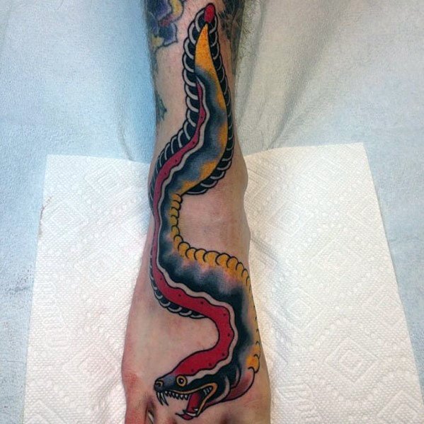 Incredible Eel Tattoos For Men On Foot And Leg