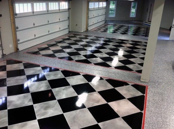 black and white checkered flooring