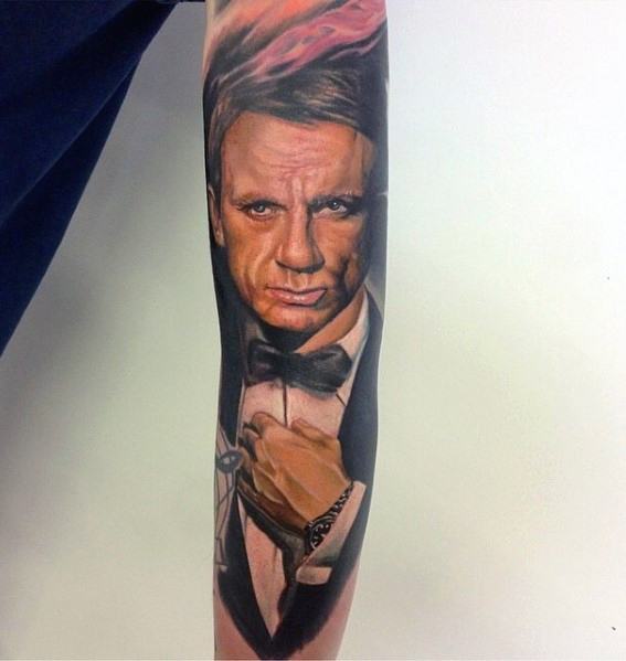 Incredible Forearm James Bond Tattoos For Men