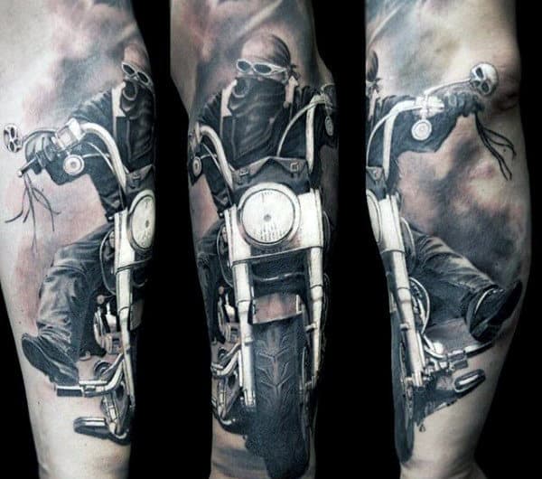 Incredible Forearm Sleeve Motorcycle Rider Biker Mens Tattoos
