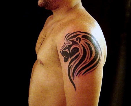 Incredible Gentlemens Tribal Lion Upper Arm Tattoos