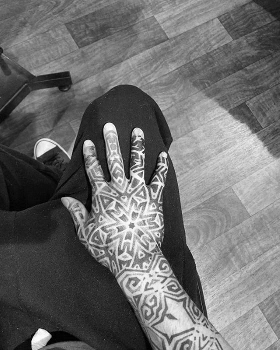 40 Geometric Hand Tattoos For Men - Pattern Design Ideas