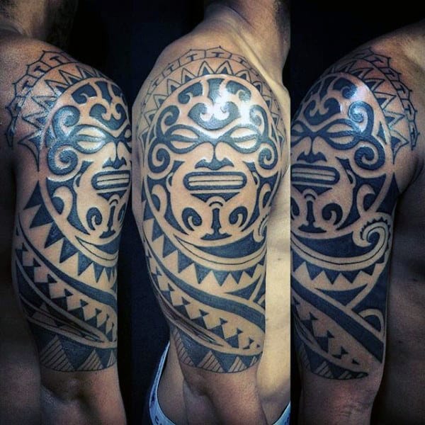 Incredible Half Sleeve Tattoo Of Maori Tribal Work On Man