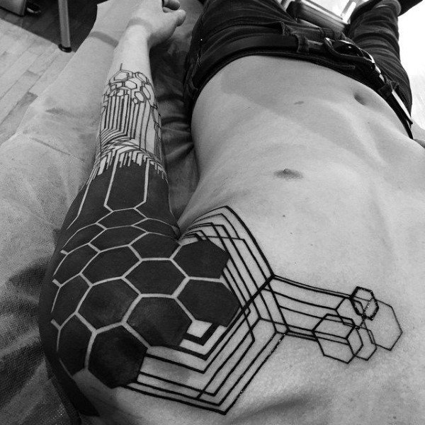 Incredible Line Tattoo For Men Half Sleeve