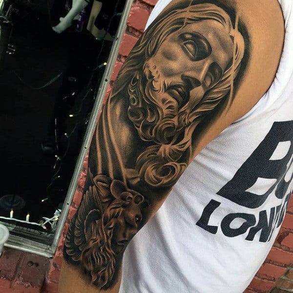 Incredible Male Jesus Tattoo Sleeves