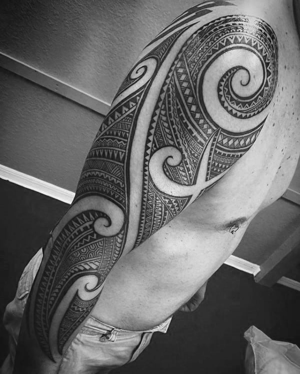 Incredible Mens Samoan Full Sleeve Tribal Tattoos