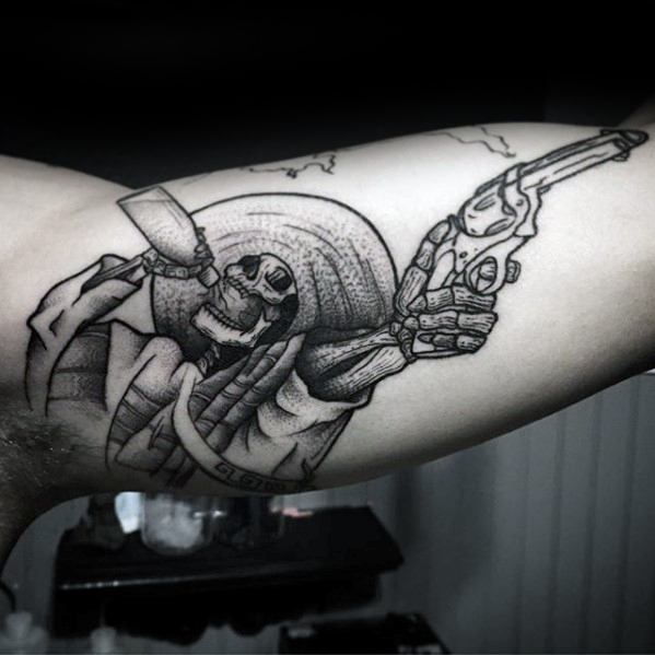Incredible Mens Skeleton Inner Arm Bicep Tattoo Ideas