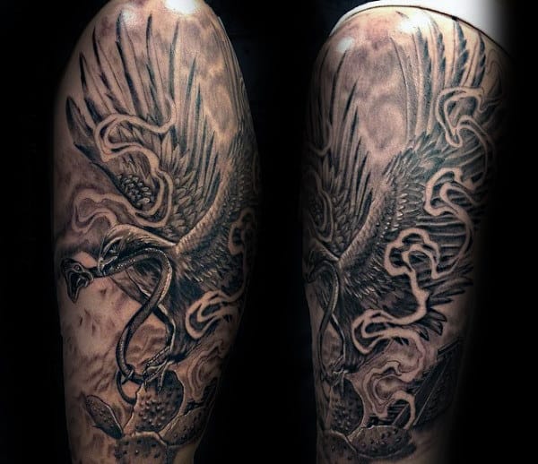 Incredible Mexican Eagle Half Sleeve Guys Tattoos