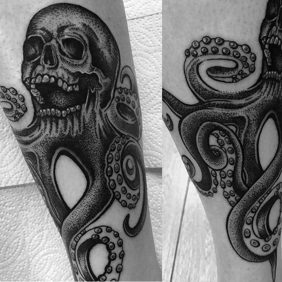Incredible Octopus Skull Tattoos For Men On Forearm