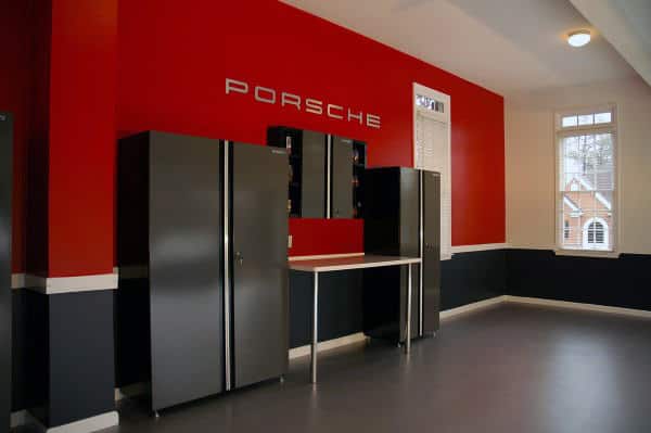 Incredible Porsche Themed Garage Storage Ideas With Simple Design