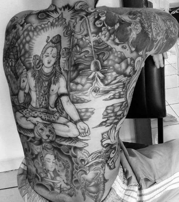 incredible shiva full back tattoos for men