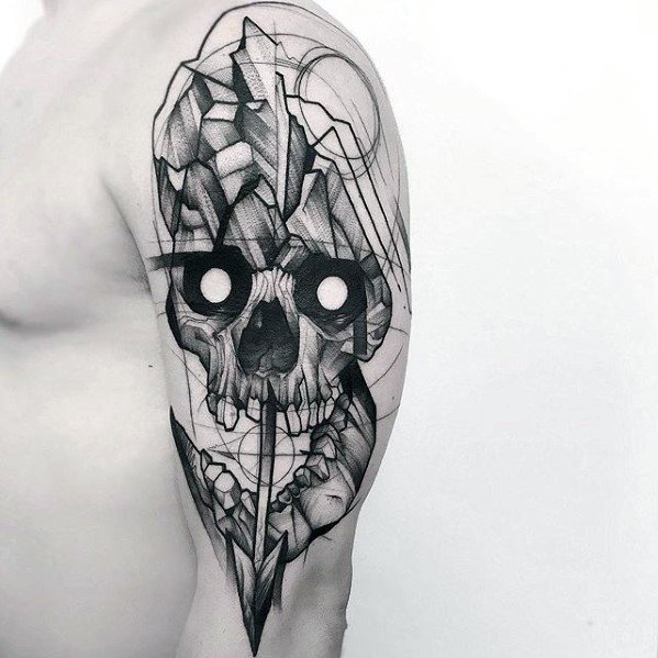 Incredible Sketch Tattoos For Men On Arm With Skull Design