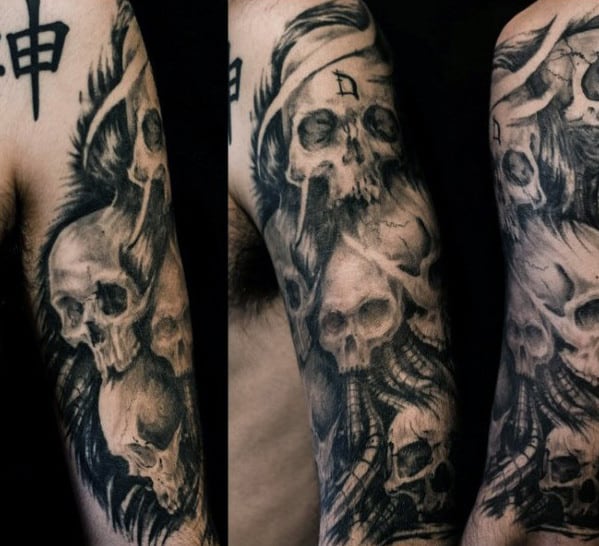 Incredible Skull Tattoo Sleeve Designs For Men