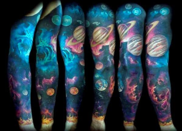 Incredible Sleeve Celestial Themed Tattoos For Men
